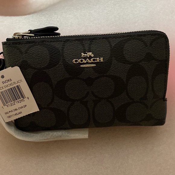 NWT 🔥 Double Corner Zip Wristlet In Signature Canvas NWT - Picture 4 of 16